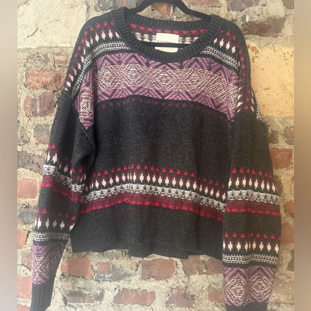 Lucky Brand Women's Fairisle Crew Sweater - XXL